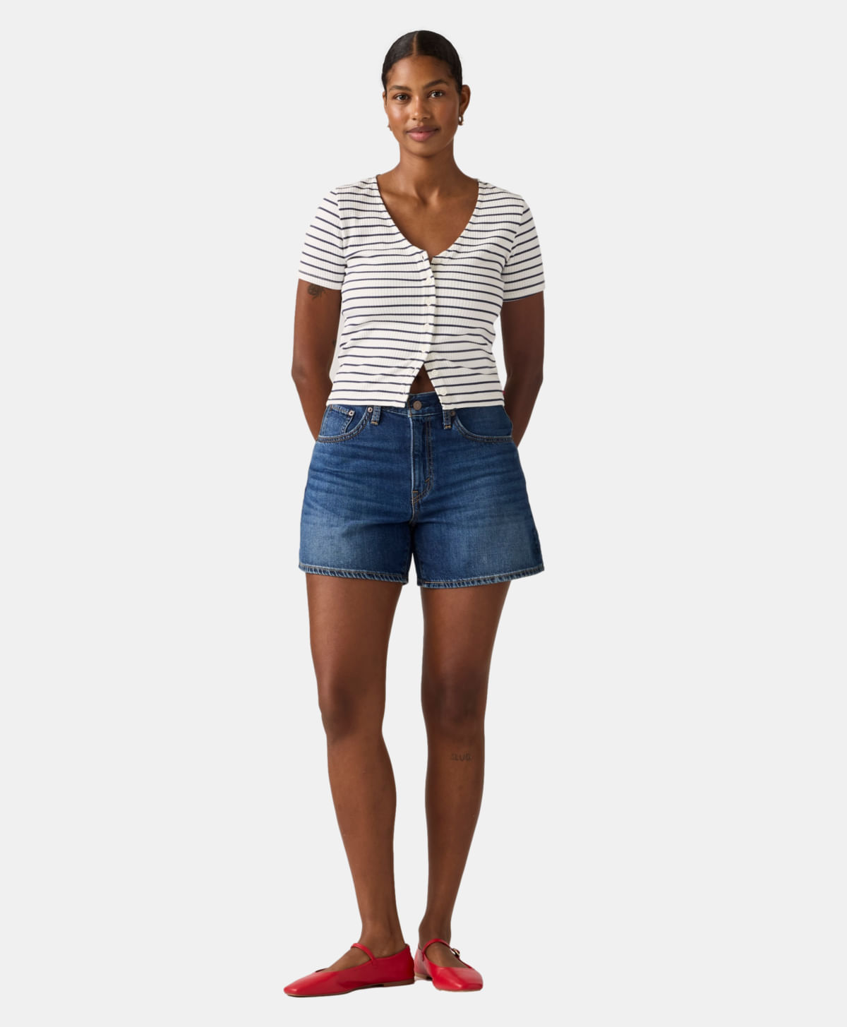 Short Cinch Mid-Thigh Levi's® — Azul Medio · 003KI-0021