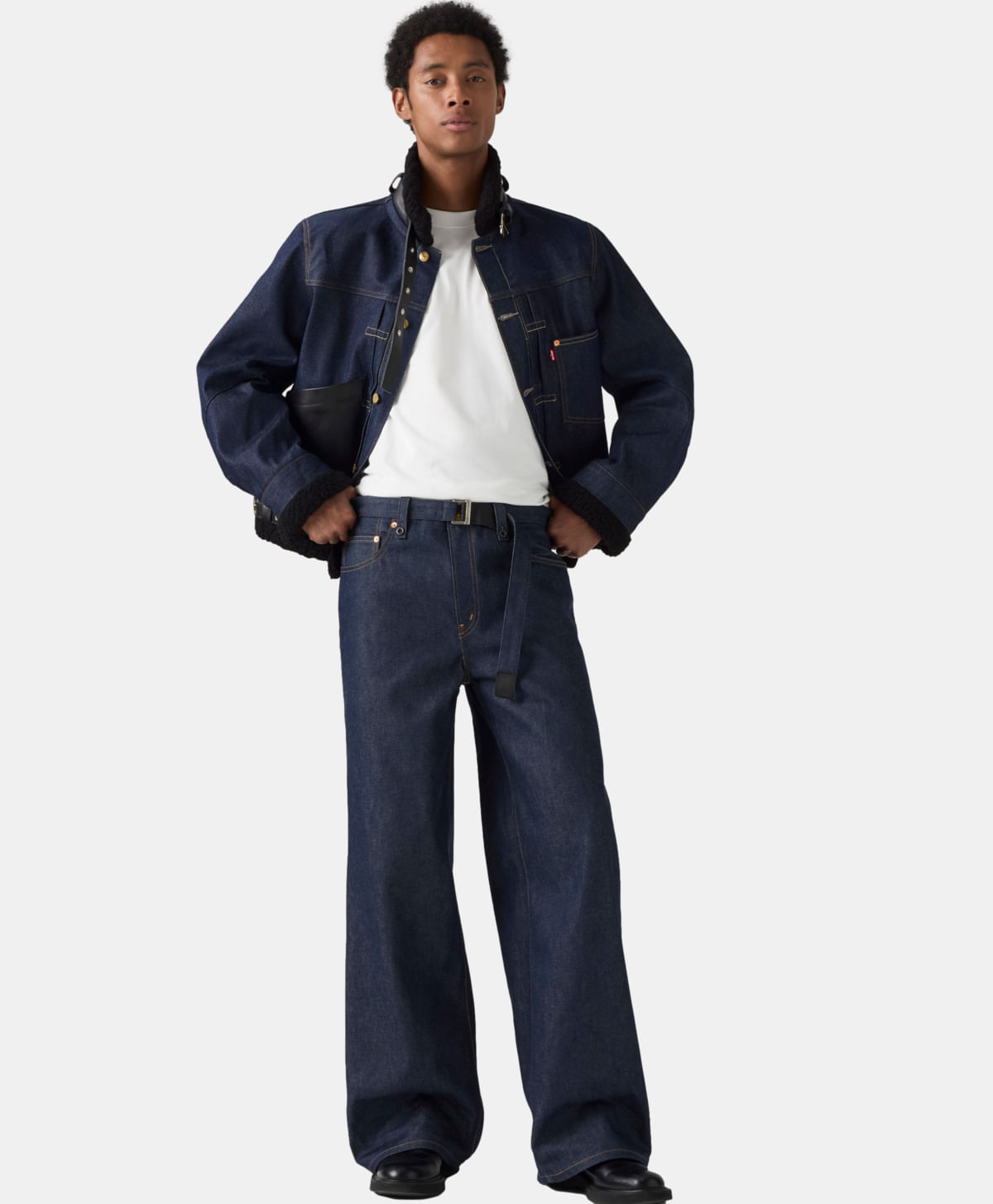 Levi's® X Sacai Jeans Belted Baggy No Binarios — Azul Oscuro · 008BK-0001