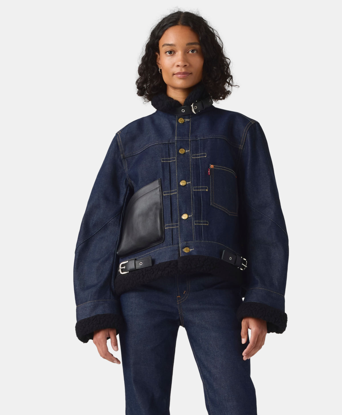 Levi's® X Sacai Chamarra Sherpa No Binaria — Azul Oscuro · 008BM-0001