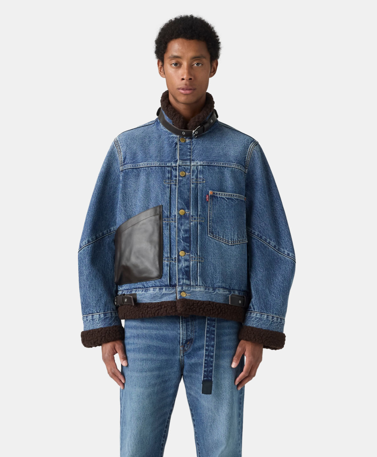 Levi's® X Sacai Chamarra Trucker Sherpa No Binaria — Azul · 008BG-0002